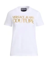 Versace Jeans Couture Metallic Logo Crew Neck T-shirt In White