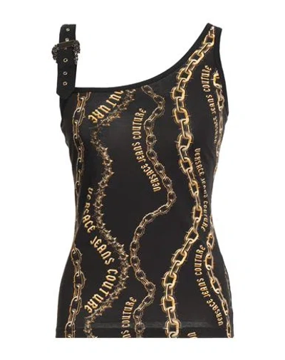 Versace Jeans Couture Woman Tank Top Black Size 12 Cotton, Elastane