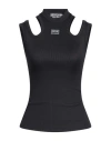 Versace Jeans Couture Woman Tank Top Black Size 0 Viscose, Polyester, Polyamide In Black