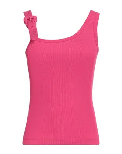 Versace Jeans Couture Woman Tank Top Fuchsia Size 4 Cotton, Elastane