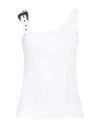 Versace Jeans Couture Buckle-detailed Ribbed Tank Top In White