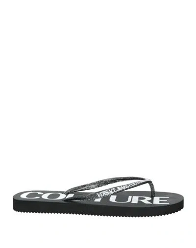 Versace Jeans Couture Woman Thong Sandal Black Size 8 Rubber