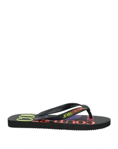 Versace Jeans Couture Woman Thong Sandal Black Size 8 Pvc - Polyvinyl Chloride