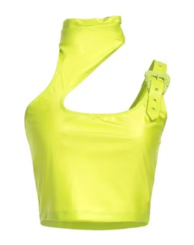 Versace Jeans Couture Woman Top Lime Green Size 4 Polyamide, Elastane