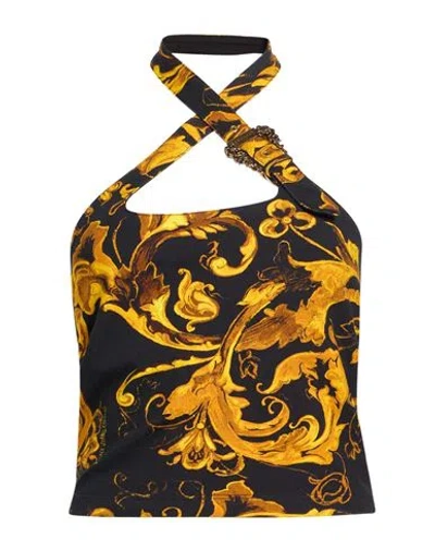 Versace Jeans Couture Woman Top Black Size 0 Cotton, Elastane In Multi