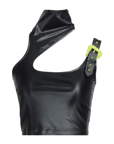 Versace Jeans Couture Woman Top Black Size 10 Polyamide, Elastane