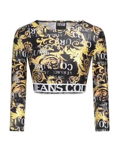 Versace Jeans Couture Woman Top Black Size 10 Polyester, Elastane