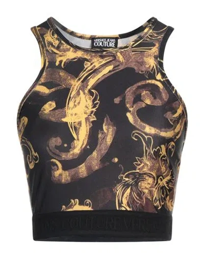 Versace Jeans Couture Woman Top Black Size 10 Polyester, Elastane