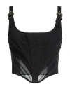 Versace Jeans Couture Woman Top Black Size 8 Cotton, Elastane, Polyamide In Black
