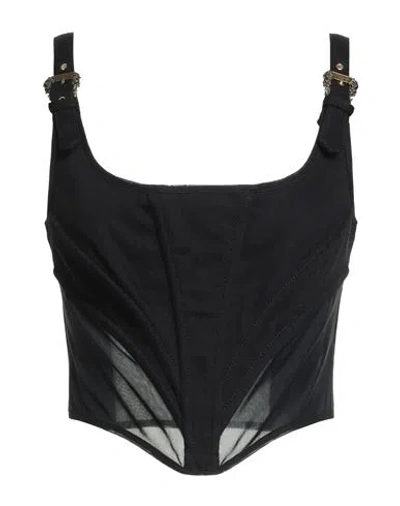 Versace Jeans Couture Woman Top Black Size 8 Cotton, Elastane, Polyamide