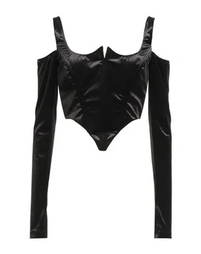 Versace Jeans Couture Woman Top Black Size 8 Polyester, Elastane