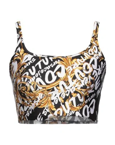 Versace Jeans Couture Woman Top Black Size Xxs Polyamide, Elastane