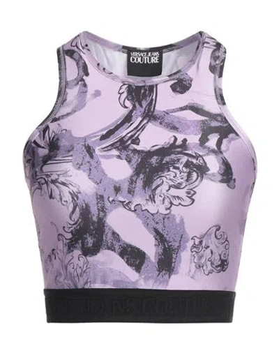 VERSACE JEANS COUTURE VERSACE JEANS COUTURE WOMAN TOP MAUVE SIZE 0 POLYESTER, ELASTANE