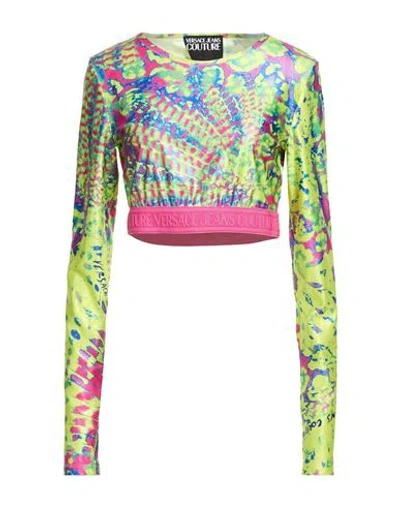 Versace Jeans Couture Woman Top Lime Green Size 12 Polyester, Elastane