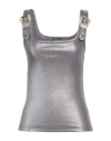 Versace Jeans Couture Woman Top Silver Size 10 Polyamide, Elastane, Polyurethane Resin In Metallic