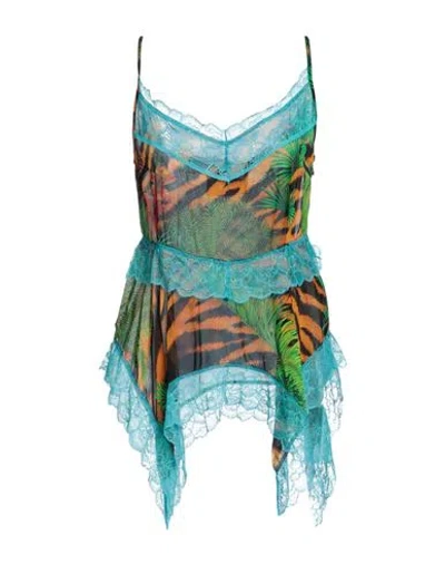 Versace Jeans Couture Woman Top Turquoise Size 4 Viscose In Multi