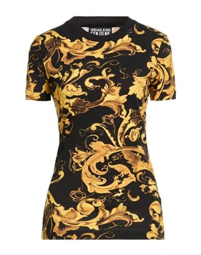 Versace Jeans Couture Woman T-shirt Black Size L Cotton, Elastane In Multi