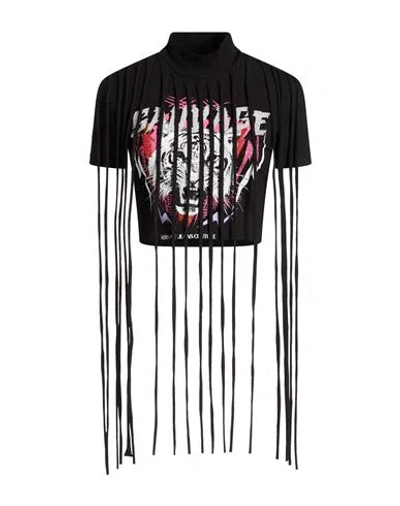 Versace Jeans Couture Woman T-shirt Black Size L Cotton, Elastane In Multi