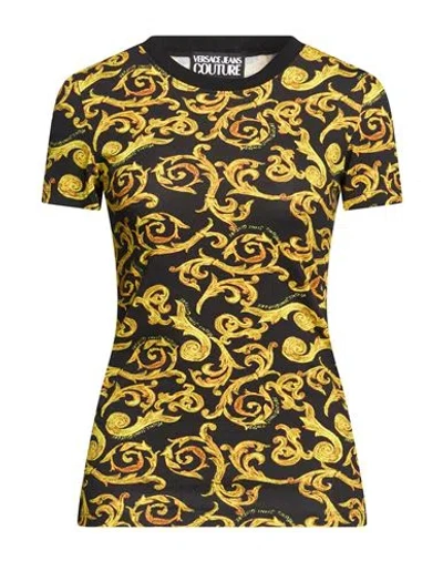 Versace Jeans Couture Woman T-shirt Black Size M Cotton, Elastane In Multi