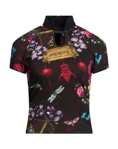 Versace Jeans Couture Woman T-shirt Black Size M Cotton, Elastane In Multi