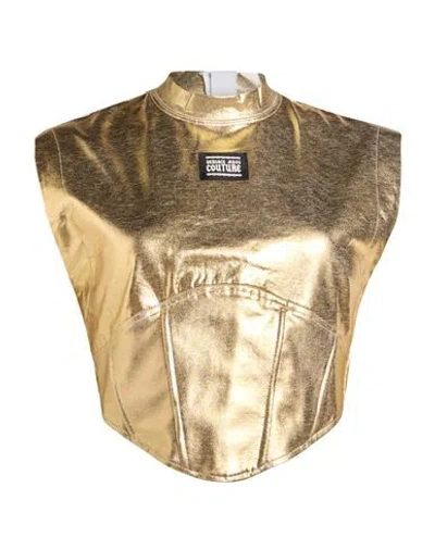 Versace Jeans Couture Woman T-shirt Gold Size L Cotton