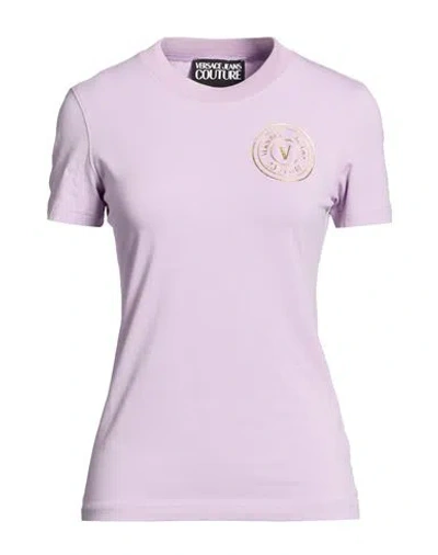 Versace Jeans Couture Woman T-shirt Lilac Size M Cotton, Elastane In Purple
