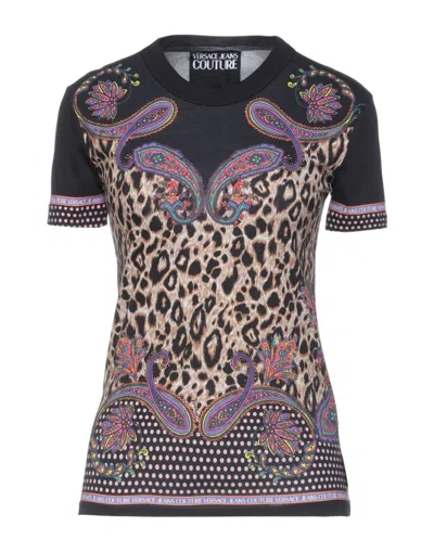 Versace Jeans Couture Woman T-shirt Midnight Blue Size S Cotton In Multi