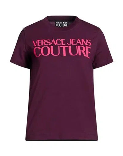 Versace Jeans Couture Woman T-shirt Purple Size L Cotton In Burgundy