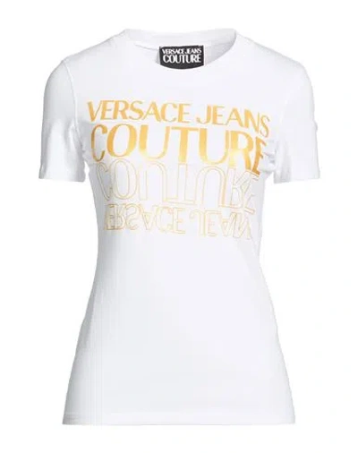 Versace Jeans Couture Woman T-shirt White Size L Cotton, Elastane
