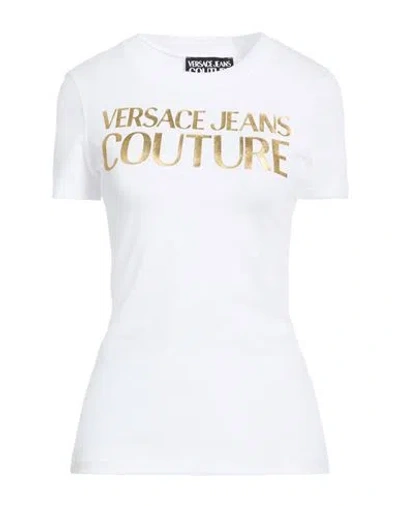 Versace Jeans Couture Woman T-shirt White Size L Cotton, Elastane