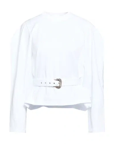 Versace Jeans Couture Woman T-shirt White Size M Cotton, Elastane