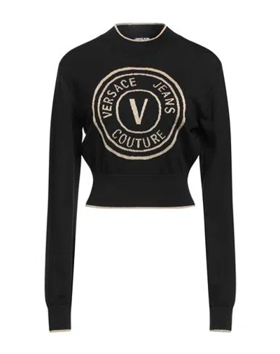 Versace Jeans Couture Woman Turtleneck Black Size Xl Wool, Acetate, Metallic Polyester, Polyamide