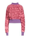Versace Jeans Couture Woman Turtleneck Salmon Pink Size L Cotton In Pink
