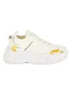 Versace Jeans Couture Baroque-print Leather Sneakers In White