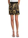 Versace Jeans Couture Baroque-print Pleated Mini Skirt In Black Gold