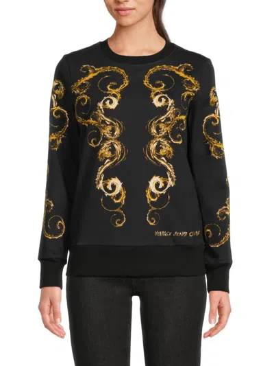 VERSACE JEANS COUTURE WOMEN'S BAROQUE PRINT COTTON SWEATSHIRT