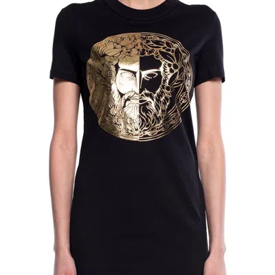 Versace Jeans Couture Women's Black Gold Logo Short Sleeve T-shirt Dress