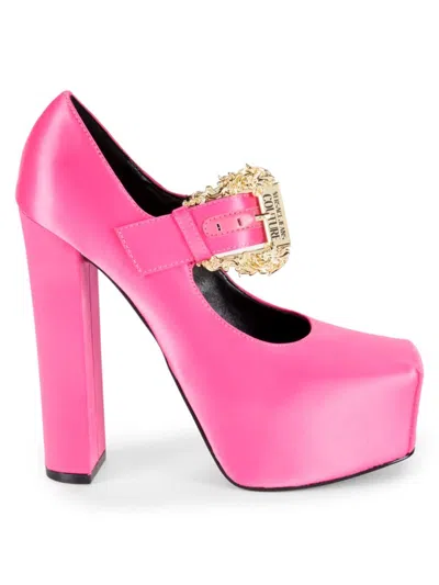 Versace Jeans Couture Women's Block Heel Mary Jane Platform Pumps In Pink