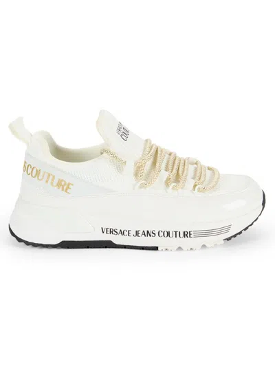 Versace Jeans Couture Women's Dynamic Logo Running Sneakers In White Gold