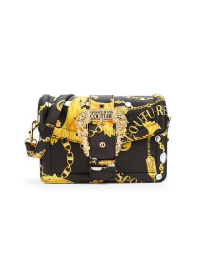 Versace Jeans Couture Women's Flap Buckle Crossbody Bag In Black Gold