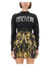 Versace Jeans Couture Baroque-print Pleated Skirt In Black