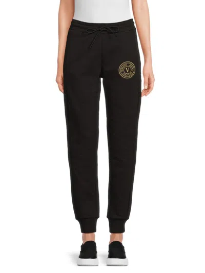Versace Jeans Couture Cotton Joggers With Logo In Black