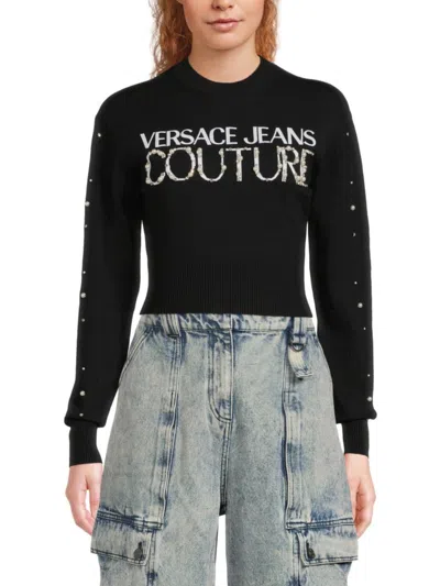 VERSACE JEANS COUTURE WOMEN'S LOGO EMBELLISHED TOP