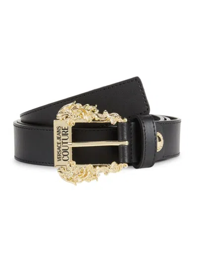 Versace Jeans Couture Women's Logo Leather Belt In Black