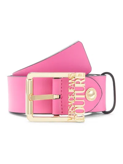 Versace Jeans Couture Women's Logo Leather Belt In Hot Pink