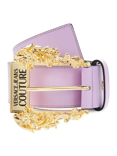 Versace Jeans Couture Women's Logo Leather Belt In Lilac