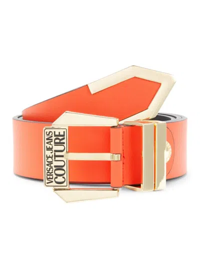 Versace Jeans Couture Women's Logo Leather Belt In Orange