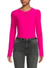 Shop Versace Jeans Couture Women's Logo Long Sleeve Bodysuit In Raspberry