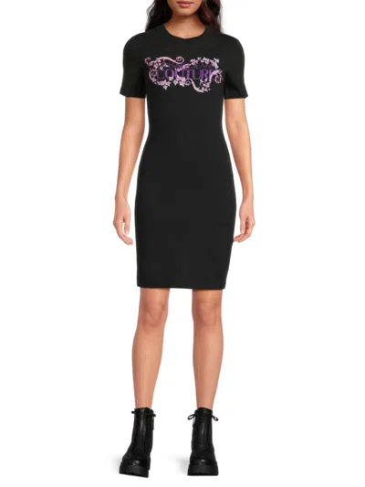 Versace Jeans Couture Women's Logo Sheath Minidress In Black