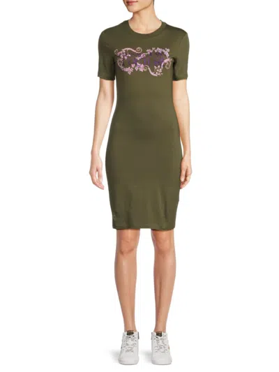 Versace Jeans Couture Women's Logo Sheath Minidress In Olive